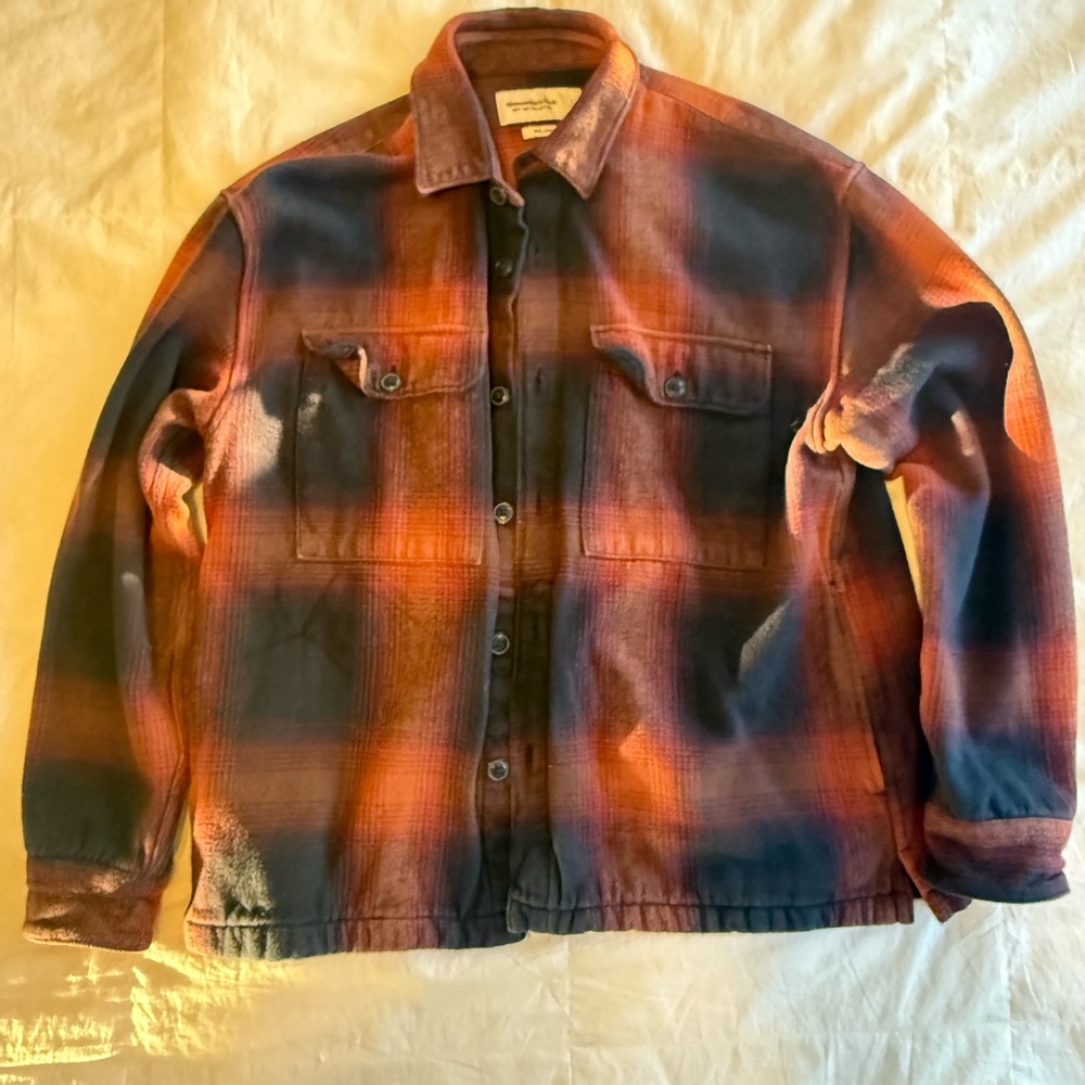 Abercrombie & Fitch Men's Plaid Jacket - Red and Blue